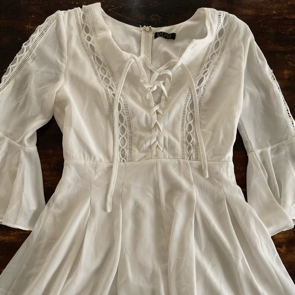 Depri White, Bell Bottom sleeved Romper!